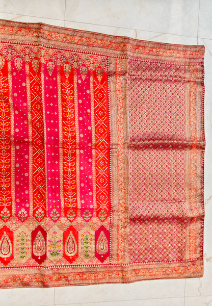Orange & Maroon Silk Saree