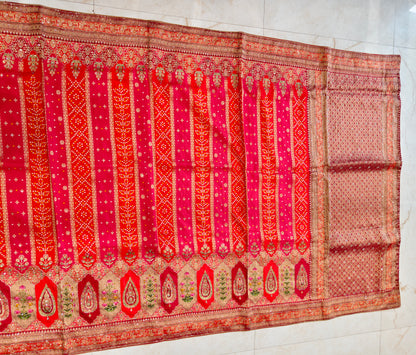 Orange & Maroon Silk Saree