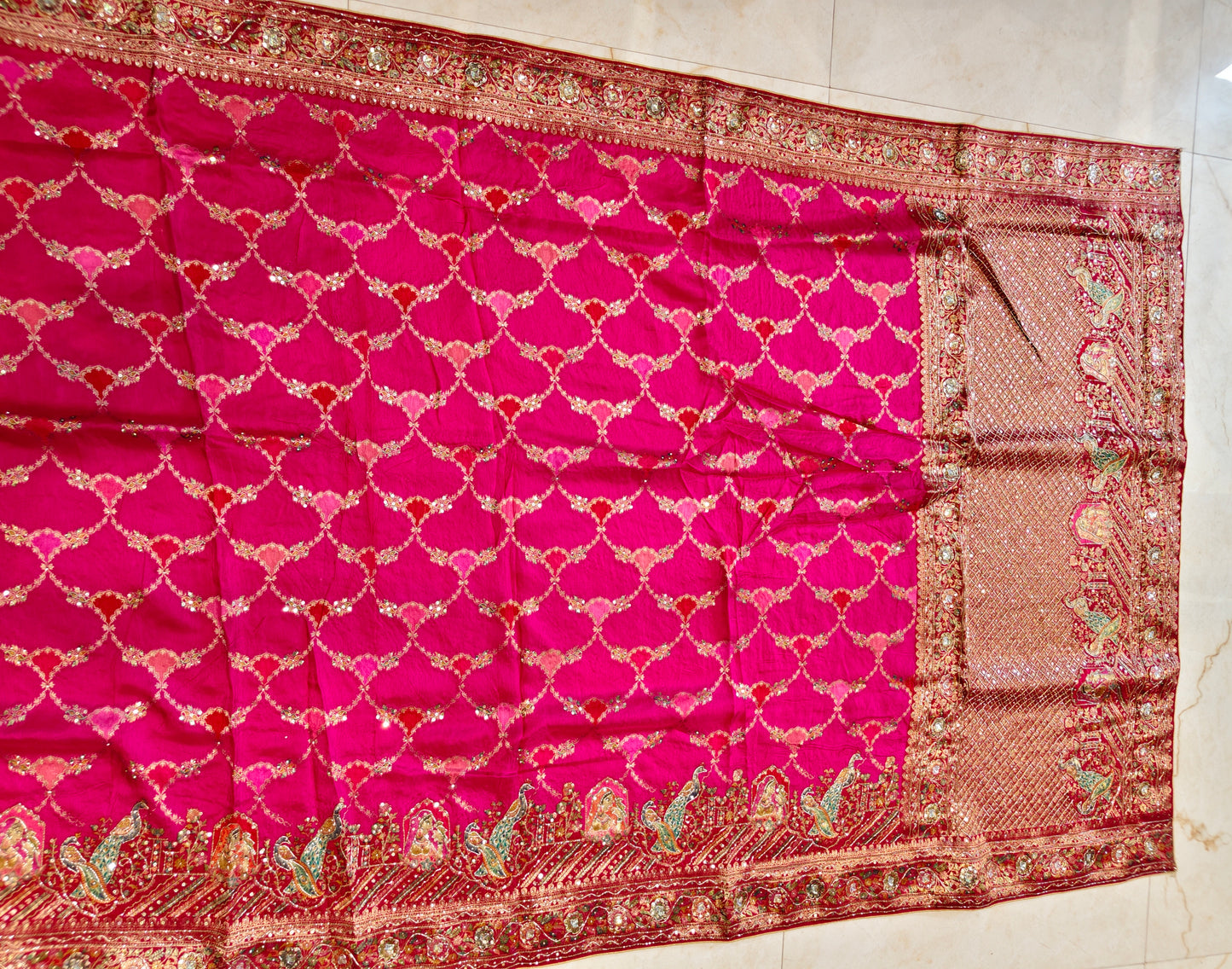Rani Pink & Maroon Silk Saree