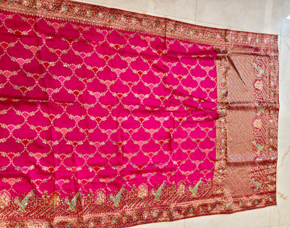 Rani Pink & Maroon Silk Saree