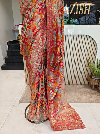 Red Modal Silk Saree