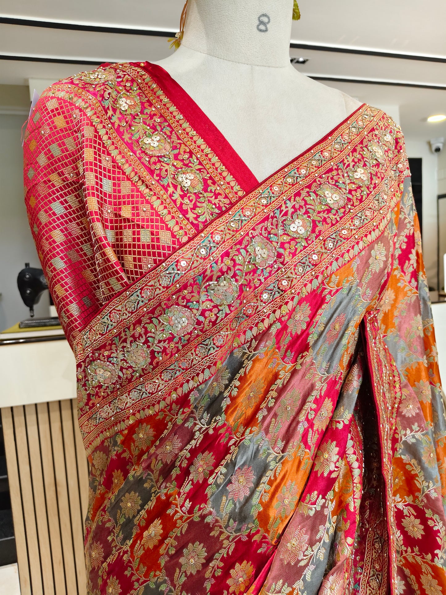 Red Modal Silk Saree