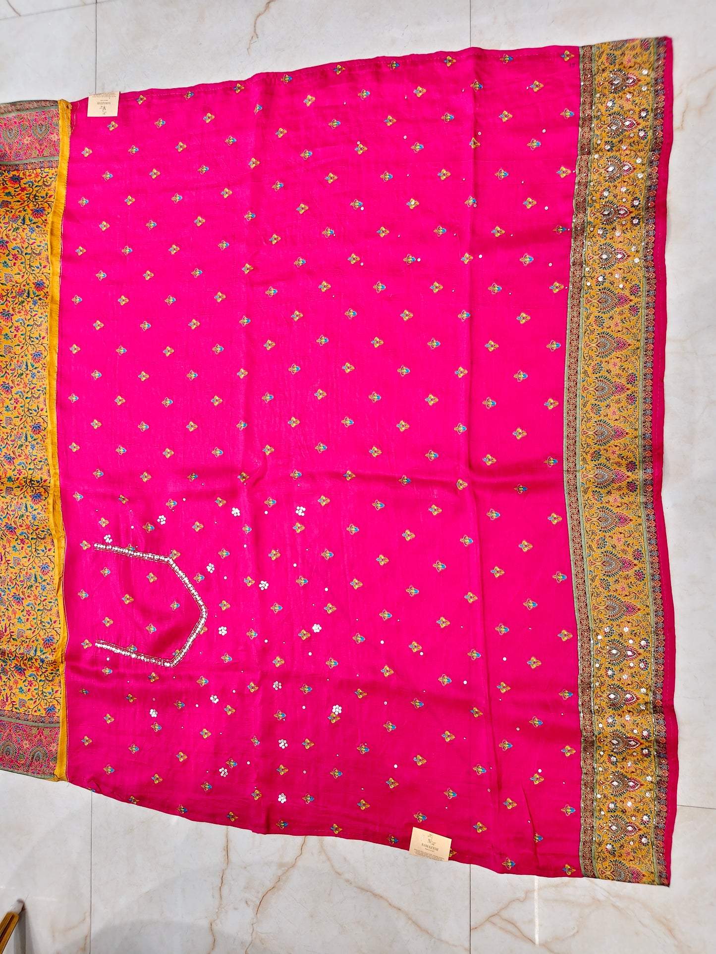 Mustard & Rani Pink Modal Crepe Saree