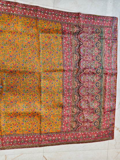 Mustard & Rani Pink Modal Crepe Saree
