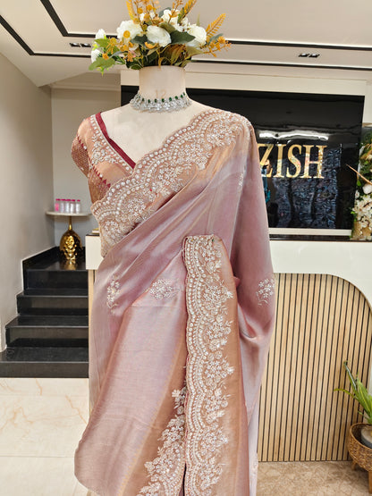 Onion Pink Tissue Saree
