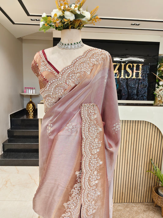 Onion Pink Tissue Saree
