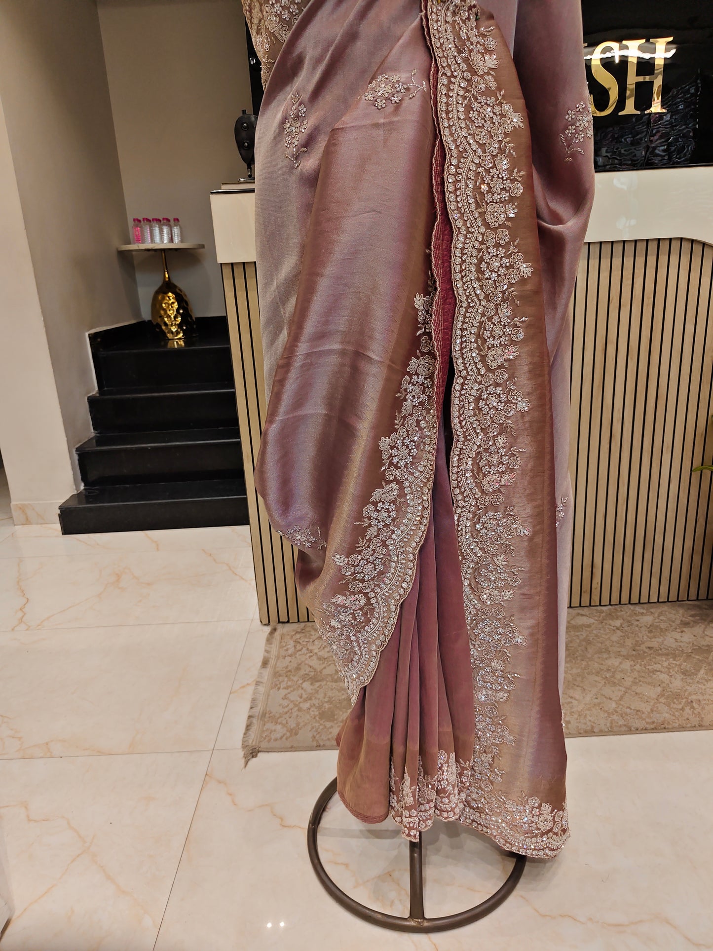 Onion Pink Tissue Saree