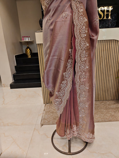 Onion Pink Tissue Saree