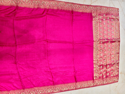 Rani Pink Silk Saree