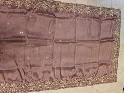 Wine Tissue Saree
