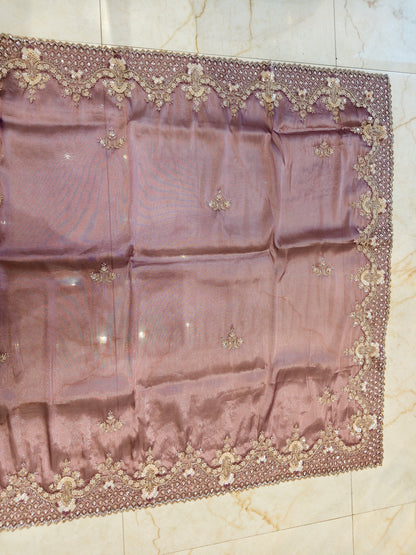 Wine Tissue Saree