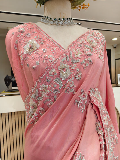 Baby Pink Tissue Saree