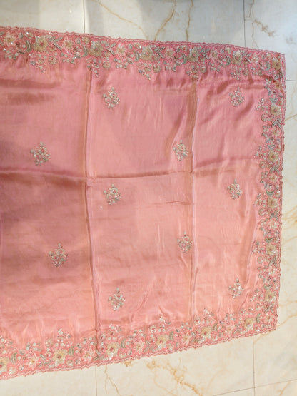 Baby Pink Tissue Saree