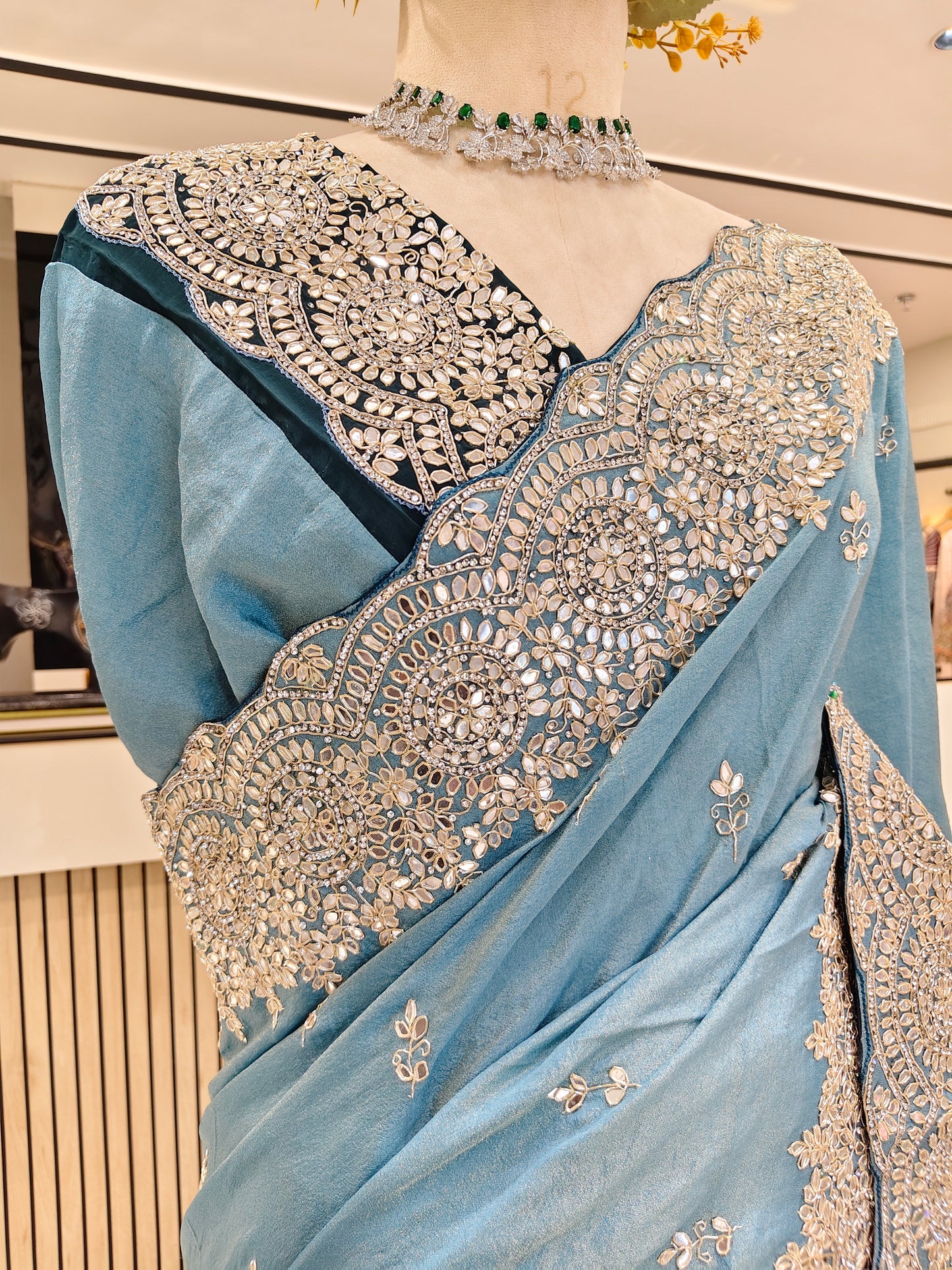 Sky Blue Tissue Saree