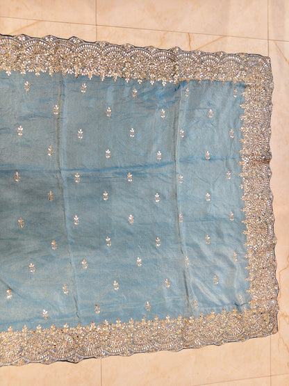 Sky Blue Tissue Saree