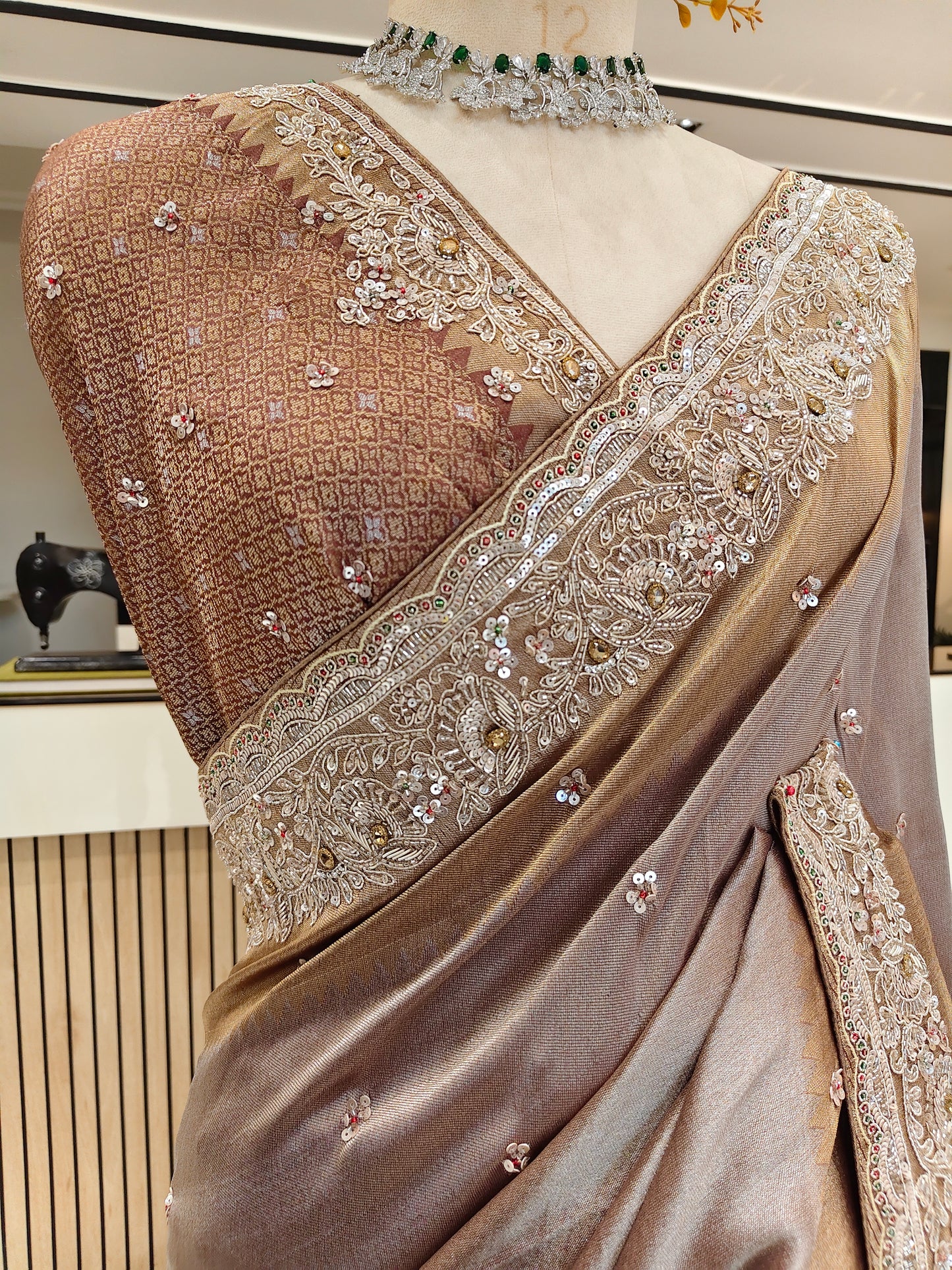 Rose Gold Tissue Saree