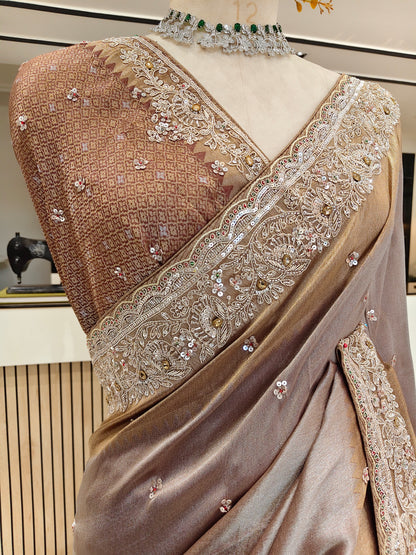 Rose Gold Tissue Saree