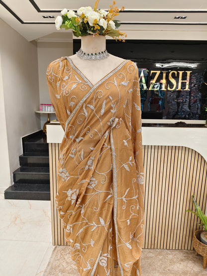 Mustard Gold Tissue Saree
