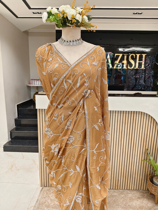 Mustard Gold Tissue Saree