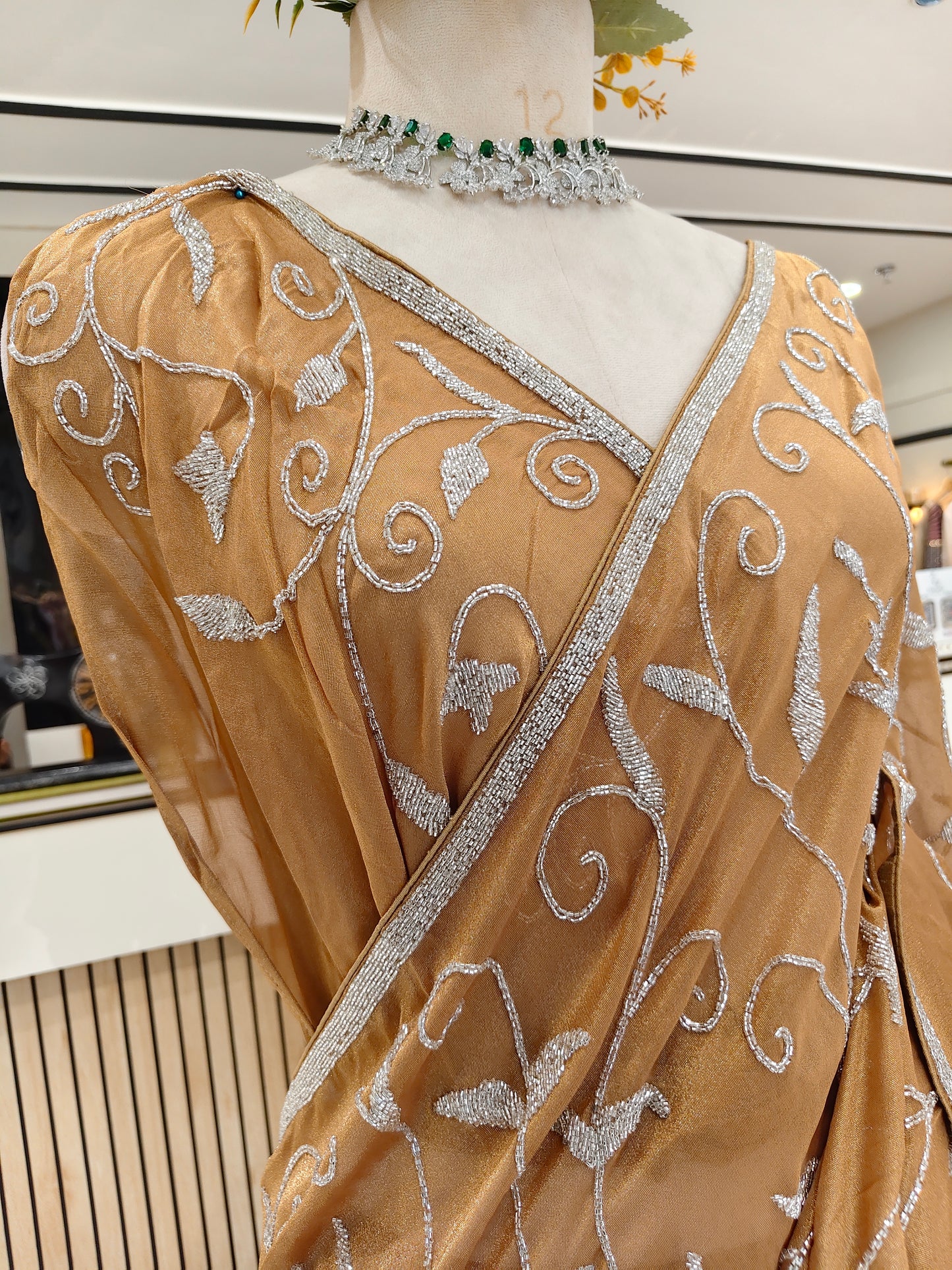 Mustard Gold Tissue Saree