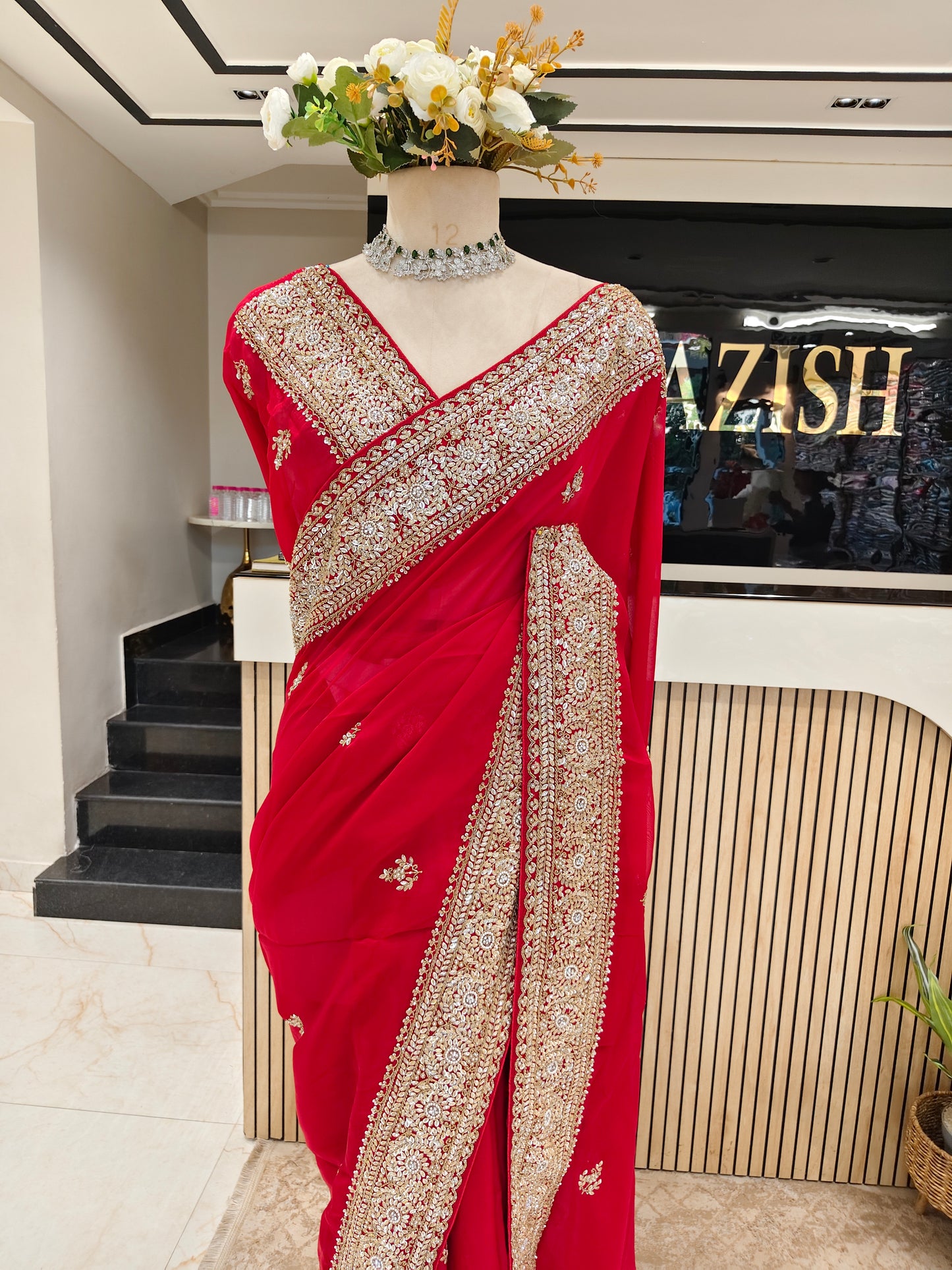 Red Organza Saree