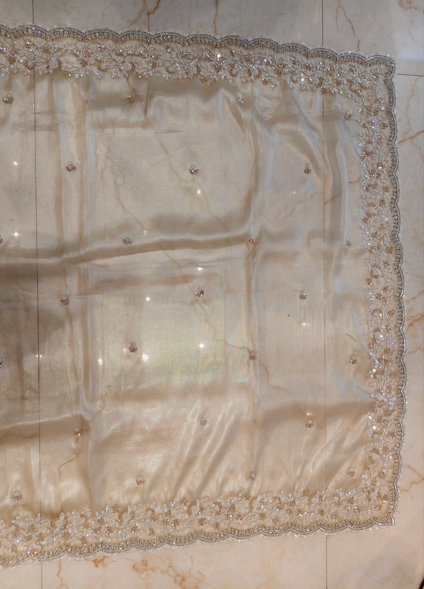 Cream Tissue Saree