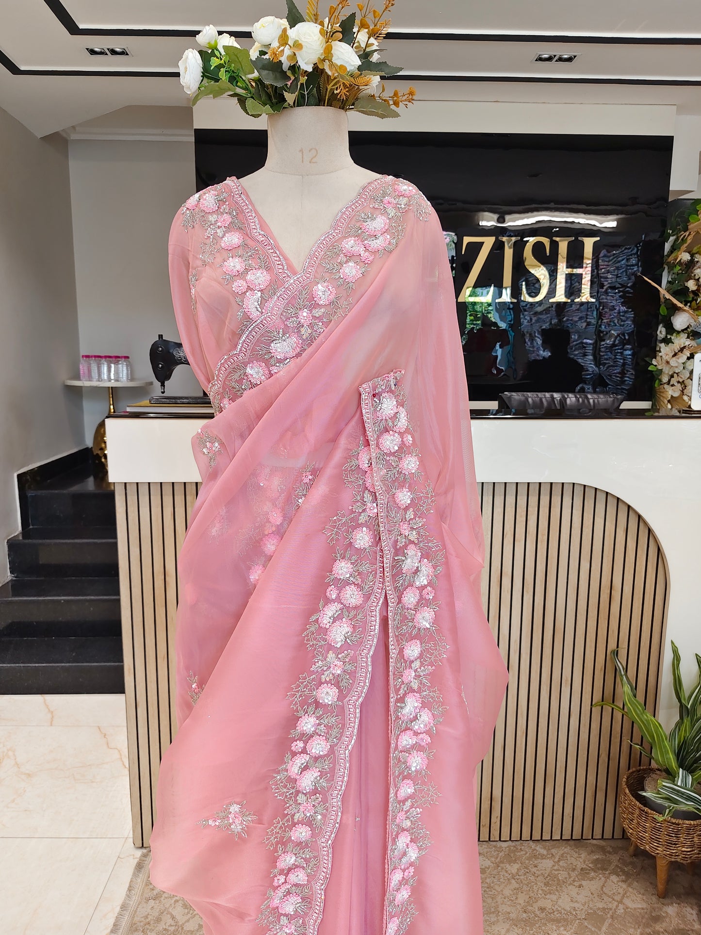 Pink Tissue Saree