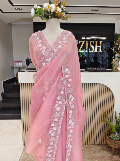 Pink Tissue Saree