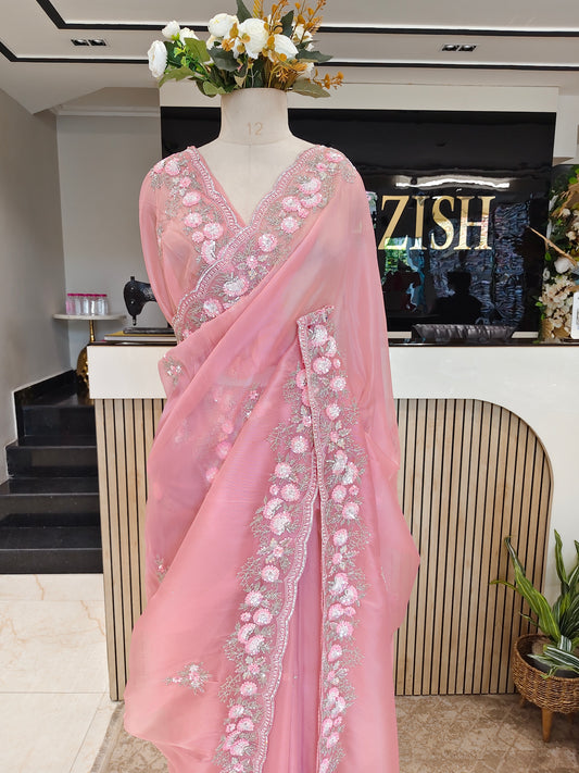 Pink Tissue Saree