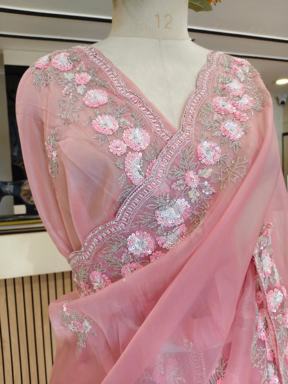 Pink Tissue Saree