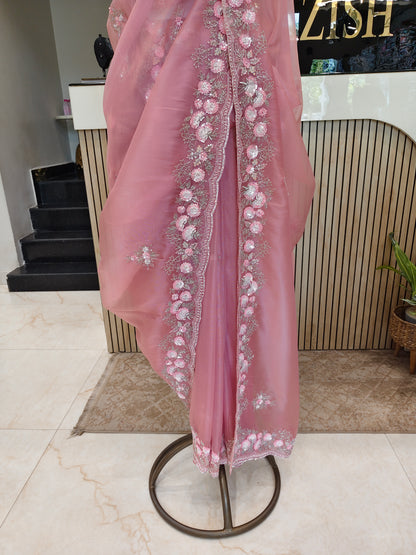 Pink Tissue Saree