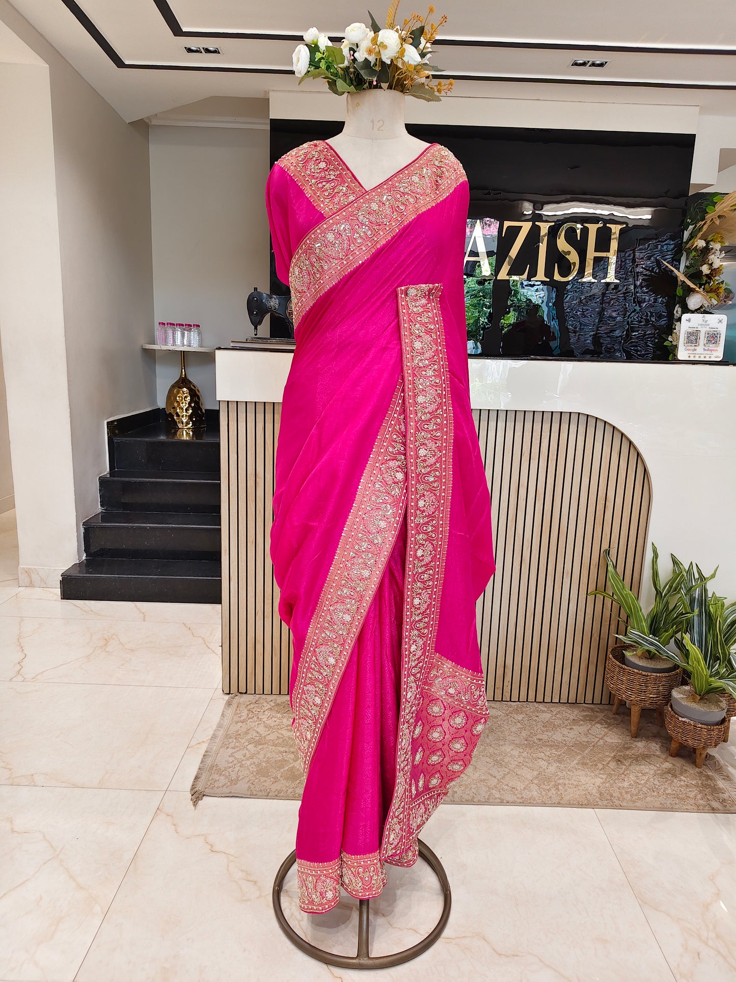 Rani Pink Silk Saree
