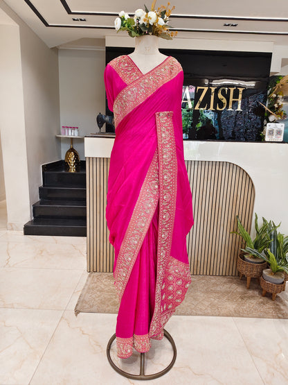 Rani Pink Silk Saree