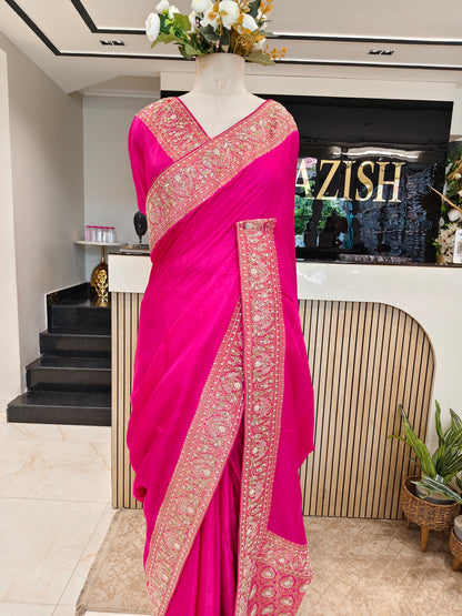 Rani Pink Silk Saree