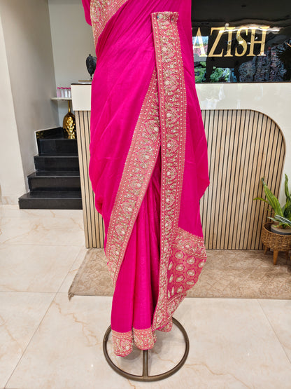Rani Pink Silk Saree