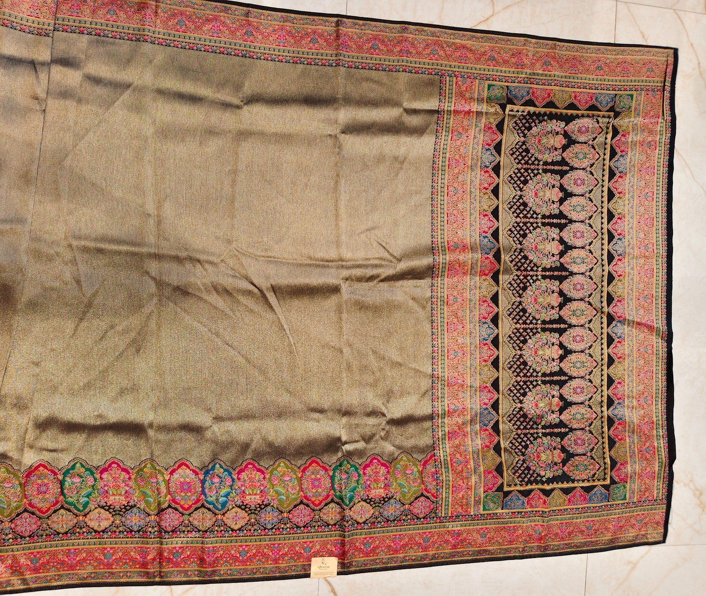 Black Tissue Kashmiri Saree