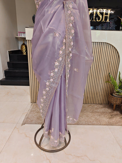 Lavender Tissue Saree