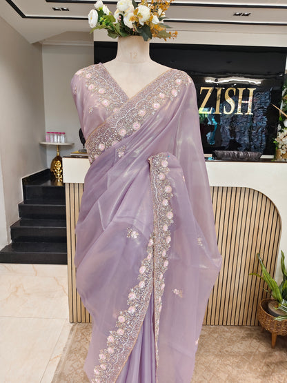 Lavender Tissue Saree