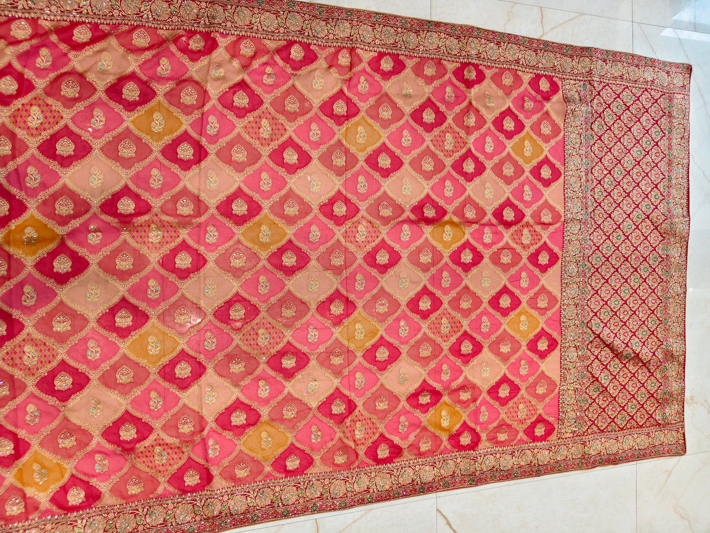 Red Khaddi Georgette Saree
