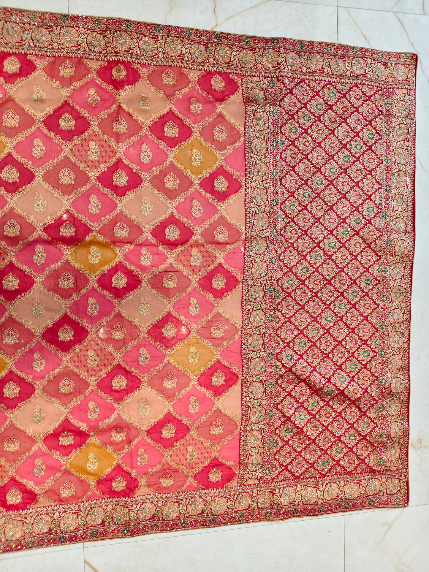 Red Khaddi Georgette Saree