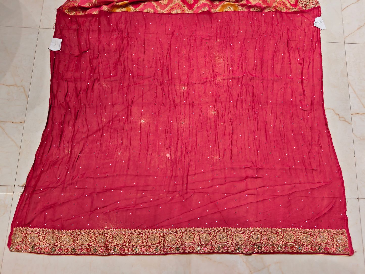 Red Khaddi Georgette Saree