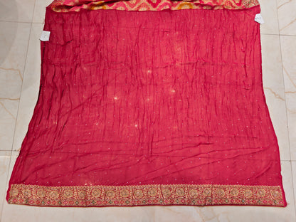 Red Khaddi Georgette Saree