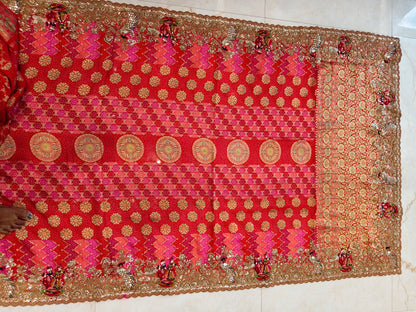 Red Khaddi Georgette Saree