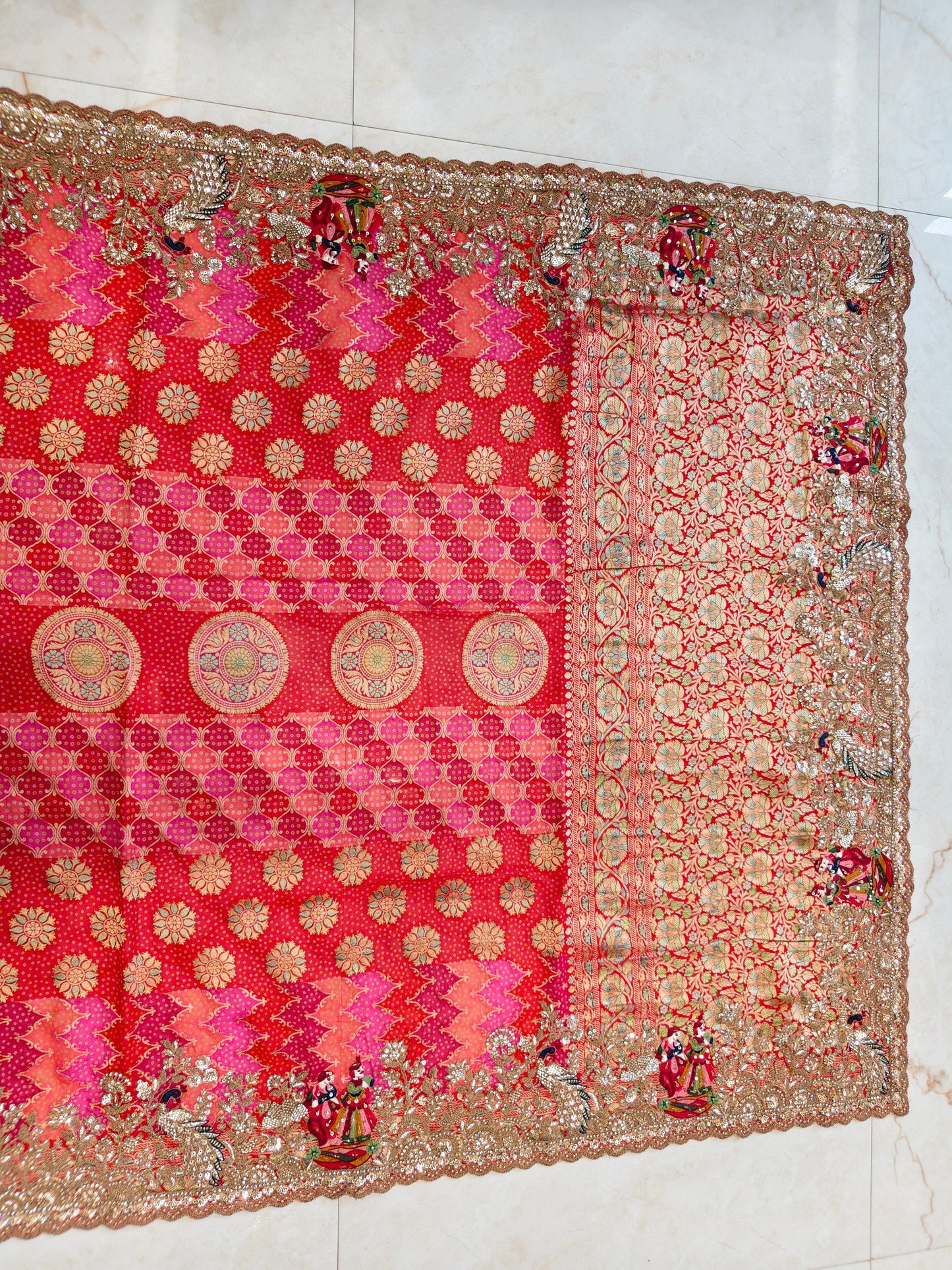 Red Khaddi Georgette Saree