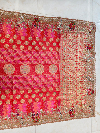 Red Khaddi Georgette Saree