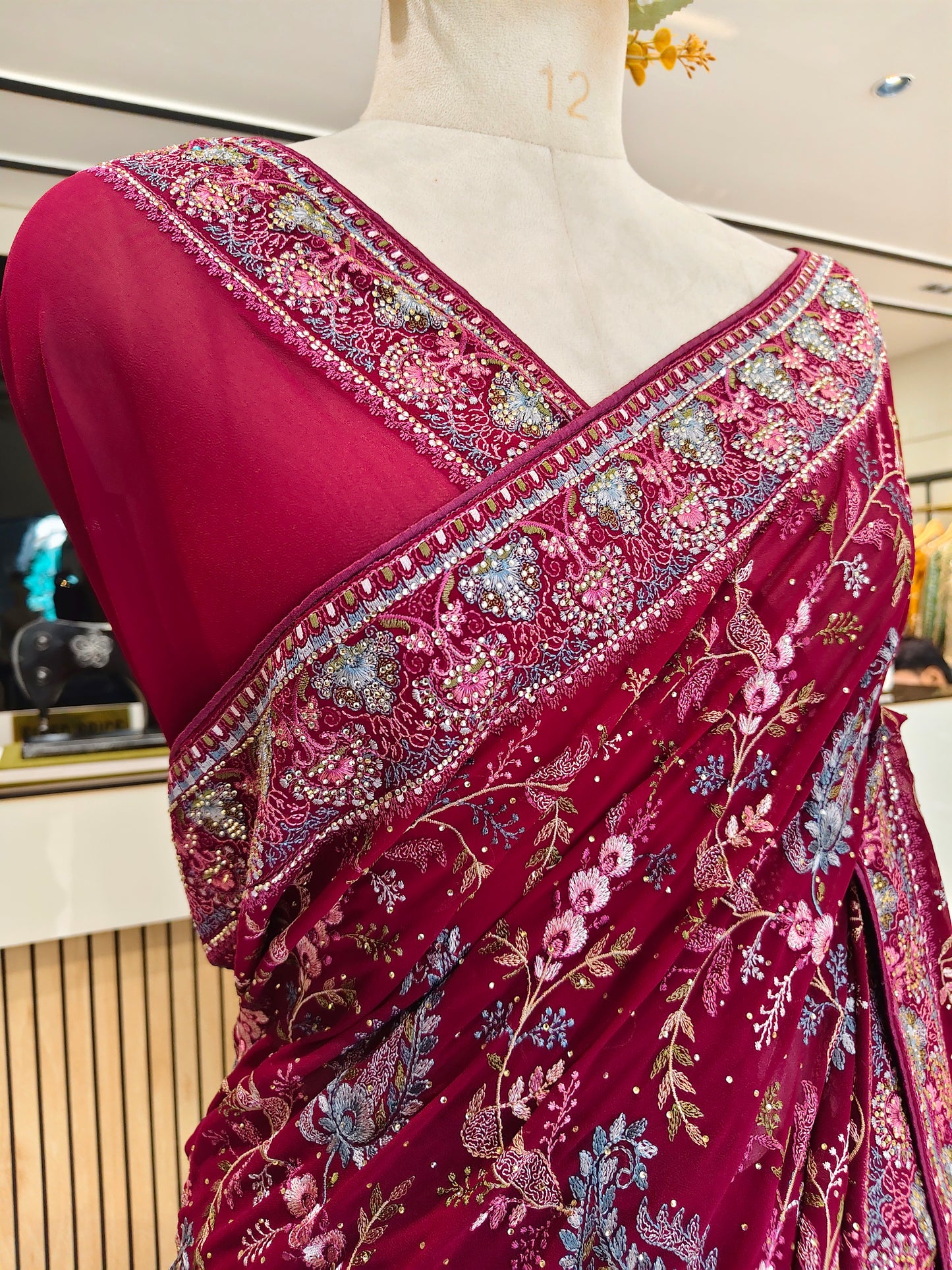 Maroon Georgette Saree