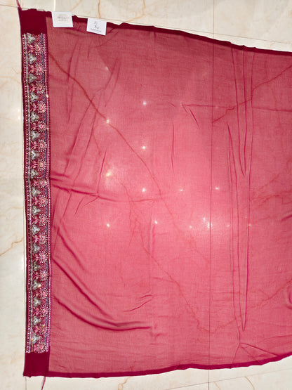 Maroon Georgette Saree