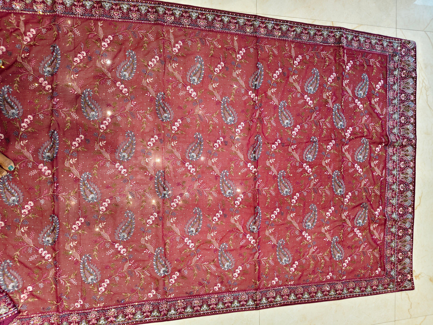 Maroon Georgette Saree