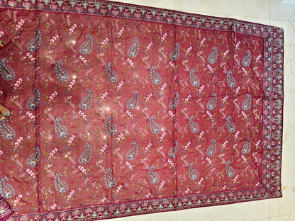Maroon Georgette Saree