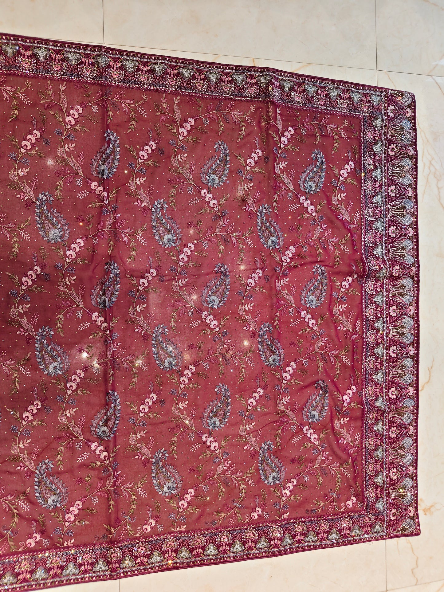 Maroon Georgette Saree